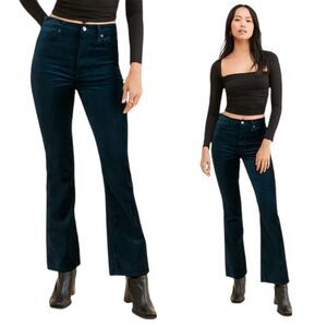 AGOLDE Nico High Rise Boot Cut Pants Velvet Blue Teal Holiday Pants Stretchy 29